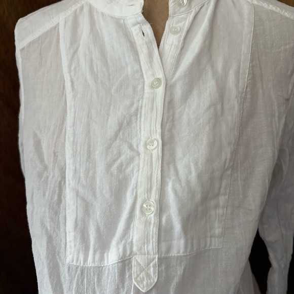 H&M CONSCIOUS Collection sz 8 High Low Shirt Fishtail White 3/4 Sleeve - Picture 2 of 12